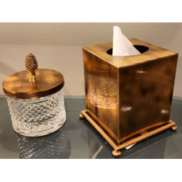 Набор аксессуаров, Cristal&Bronze, Boutique, контейнер для ватных дисков + салфетница, цвет-Bronze Flamme