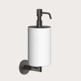 Дозатор для жидкого мыла, Gessi, Ingranaggio, шгв 75*128*243, цвет дозатора-Black Metal Brushed PVD/белый