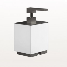 Дозатор для жидкого мыла, Gessi, Rettangolo, шгв 105*118*193, цвет дозатора-Black Metal Brushed PVD/белый