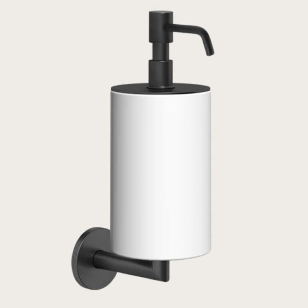 Дозатор для жидкого мыла, Gessi, шгв 75*128*243, цвет дозатора-черный матовый/белый