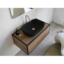 Раковина, Scarabeo, Glam, шгв 560*390*140, отверстия для смесителя-отсутствуют, BIOKER, цвет-Ardesia