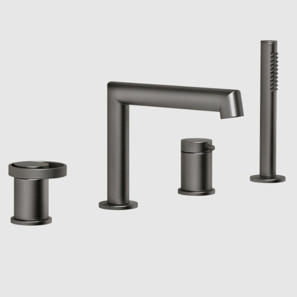 Смеситель для ванны и душа, Gessi, Anello, цвет-Black Metal Brushed PVD