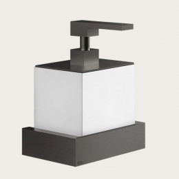 Дозатор для жидкого мыла, Gessi, Rettangolo, шгв 140*120*187, цвет дозатора-Black Metal Brushed PVD/белый