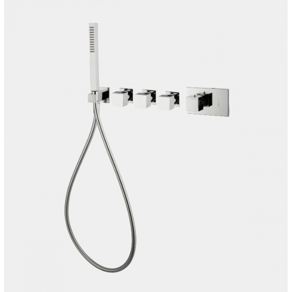 Смеситель для душа, Fima Carlo Frattini, Fimatherm, на 3 потребителя, цвет-никель брашированный