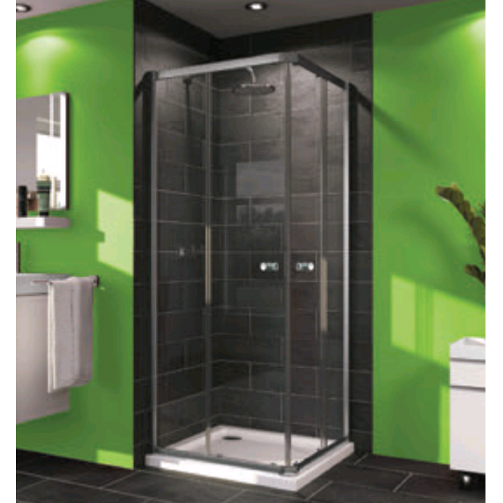 Душевое ограждение, Huppe, X0, шгв 900*900*1900, петли-слева и справа, чёрный матовый, цвет стекла-прозрачный