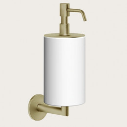 Дозатор для жидкого мыла, Gessi, шгв 75*128*243, цвет дозатора-Brushed Brass PVD/белый