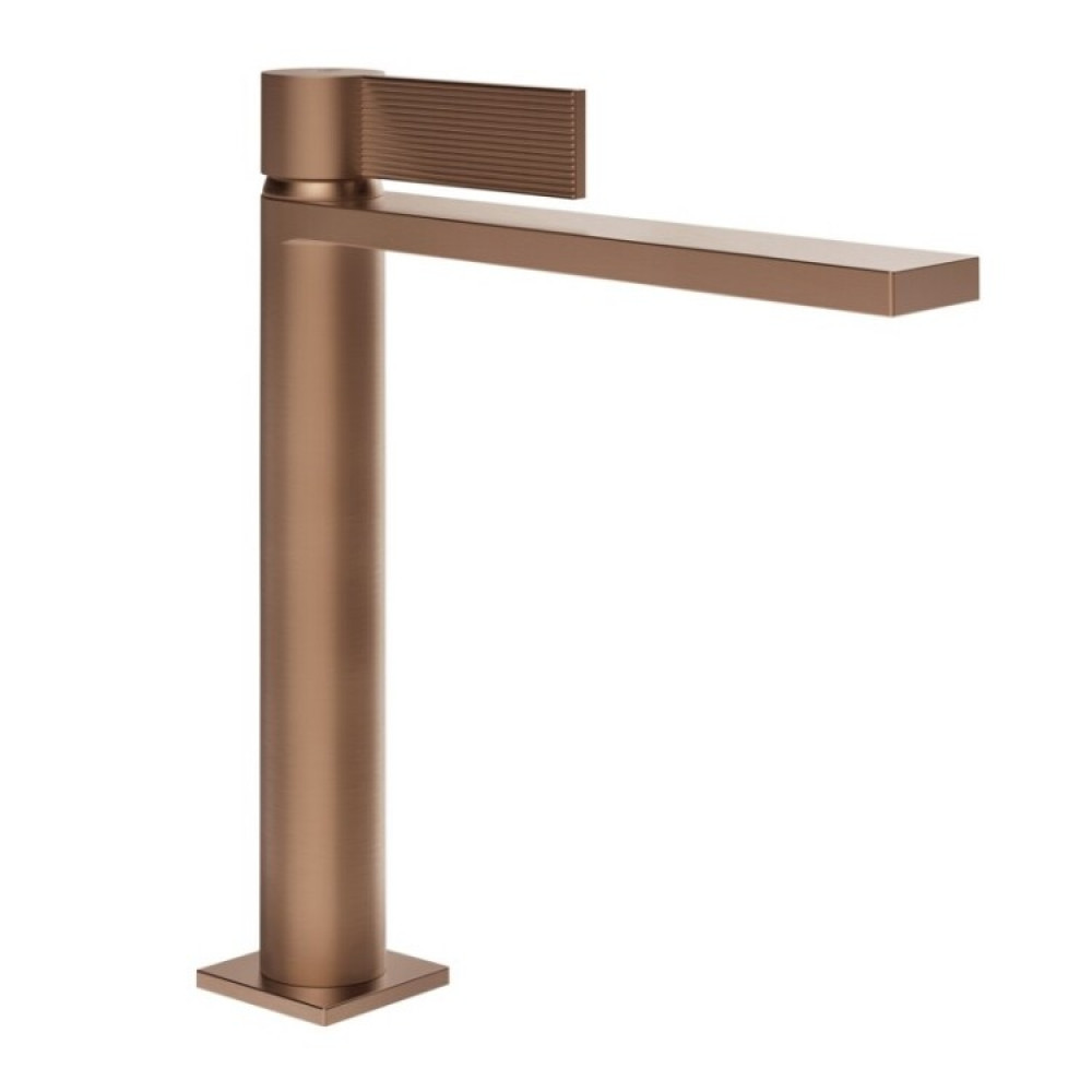 Смеситель для раковины, Gessi, Inverso Rigato, цвет-Copper Brushed PVD