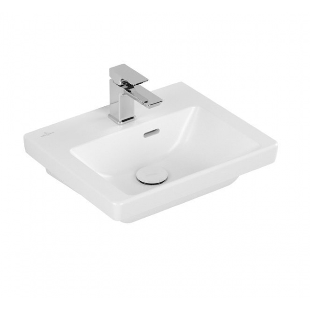 Раковина, Villeroy&Boch, Subway 3.0, шгв 450*370*100, отверстия для смесителя-1, CeramicPlus, цвет-альпийский белый