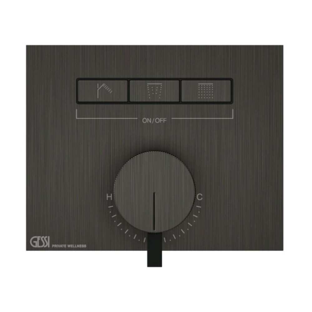 Смеситель для душа, Gessi, HI-FI, на 3 потребителя, цвет-Black Metal Brushed PVD