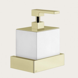 Дозатор для жидкого мыла, Gessi, Rettangolo, шгв 140*120*187, цвет дозатора-Brass PVD/белый