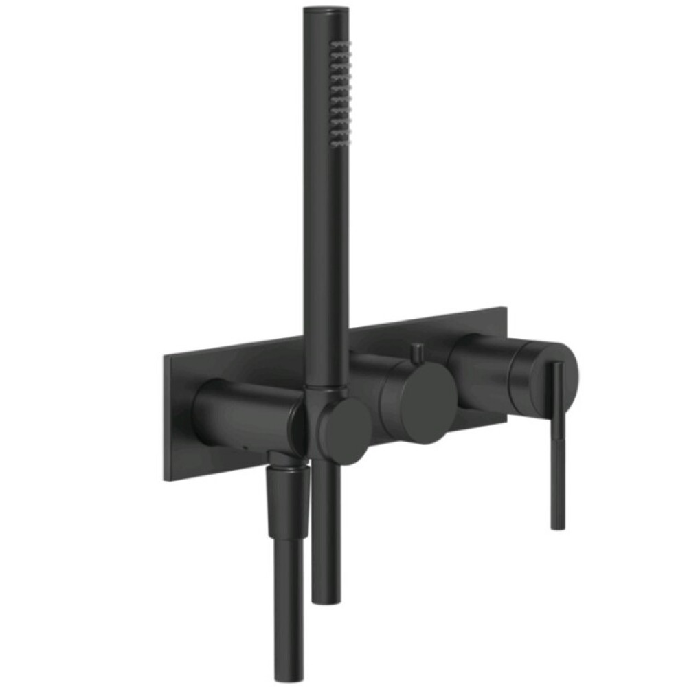 Смеситель для душа, Gessi, Ingranaggio, на 2 потребителя, цвет-черный матовый
