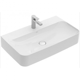 Раковина, Villeroy&Boch, Finion, шгв 800*470*130, отверстия для смесителя-1 сквозное, 2 промаркированных, CeramicPlus, цвет-камень белый