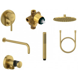 Душевой комплект, Kludi, BOZZ, 7in1, цвет-золото брашированное