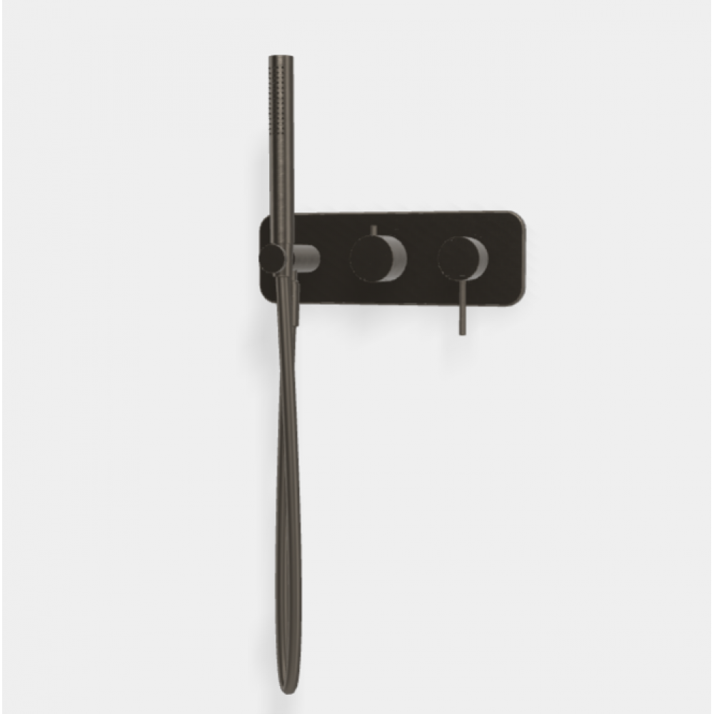 Смеситель для душа, Fima Carlo Frattini, Spillo Up, на 2 потребителя, цвет-брашированный чёрный хром