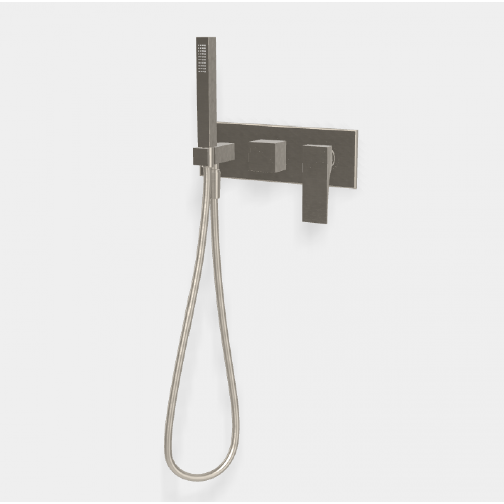 Смеситель для душа, Fima Carlo Frattini, Zeta, на 2 потребителя, цвет-брашированный никель