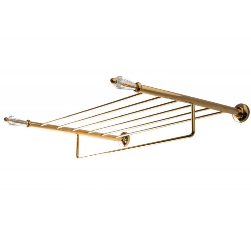 Полочка для душевых полотенец, 3SC, Boheme, решётка, с плотенцедержателем, цвет-золото (Gold, Polished Gold)