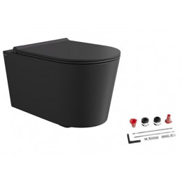 Унитаз, Alice, Form, подвесной, шгв 350*500*375,  Aliglaze+, с сиденьем, с набором для крепления, цвет-черный матовый