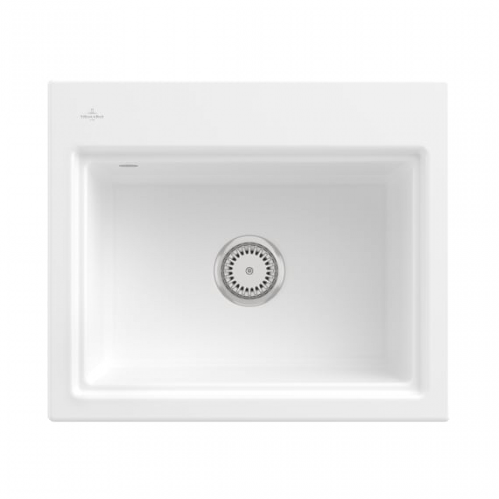 Раковина, Villeroy&Boch, Collaro, шгв 600*510*220, отверстия для смесителя-отсутствуют, CeramicPlus, цвет-камень белый (Stone White)