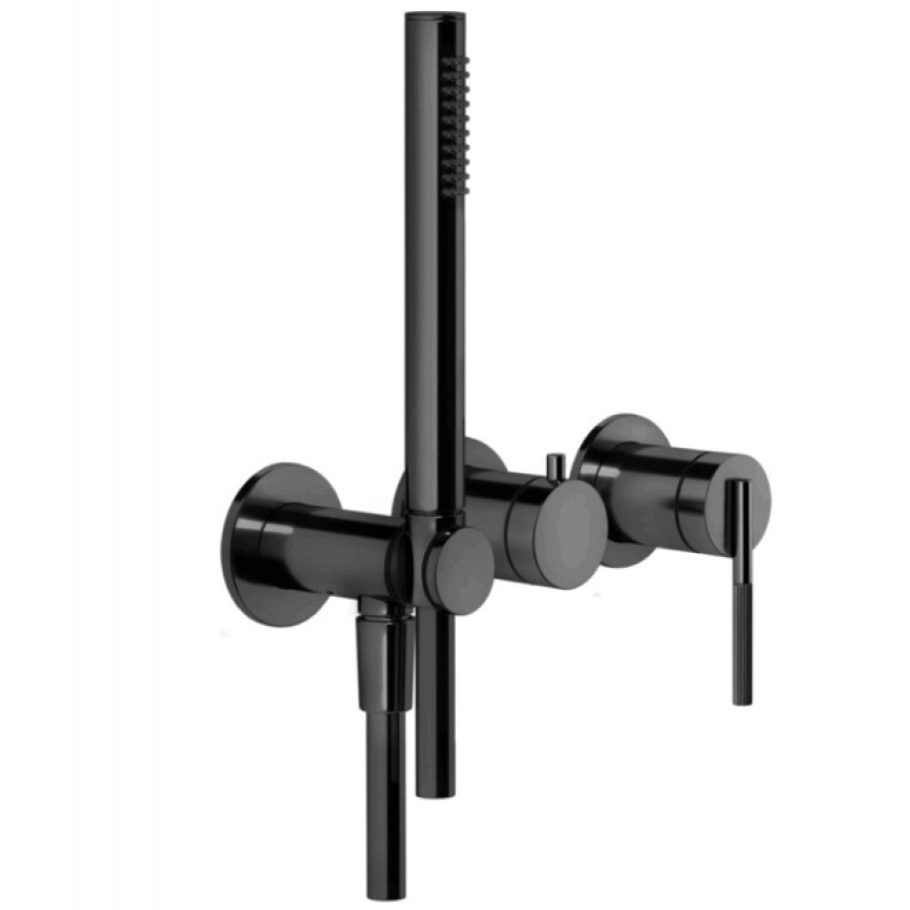 Смеситель для душа, Gessi, Ingranaggio, на 2 потребителя, цвет-Black Metal PVD