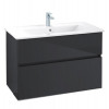 Тумба под раковину, Villeroy&Boch, Verity Line, шгв 755*482*618, с раковиной Venticello, цвет-черный матовый