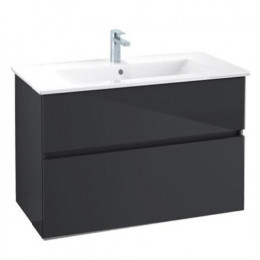 Тумба под раковину, Villeroy&Boch, Verity Line, шгв 755*482*618, с раковиной Venticello, цвет-черный матовый