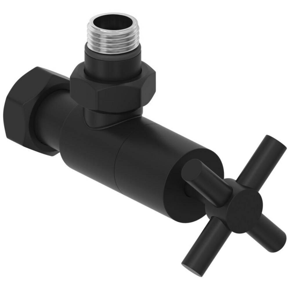 Вентиль, Сунержа, G 1/2" НР х G 3/4" НГ, угловой, крест, цвет-чёрный матовый