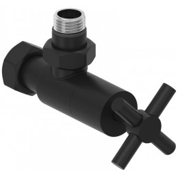Вентиль, Сунержа, G 1/2" НР х G 3/4" НГ, угловой, крест, цвет-чёрный матовый