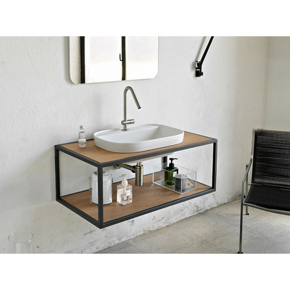 Раковина, Scarabeo, Glam, шгв 560*390*140, отверстия для смесителя-отсутствуют, BIOKER, цвет-Ardesia