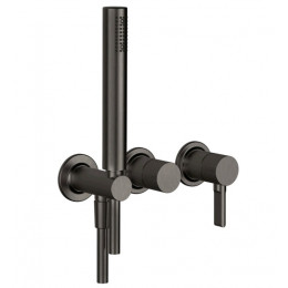 Смеситель для душа, Gessi, Inciso Bath&Shower, на 2 потребителя, цвет-Black Metal Brushed PVD