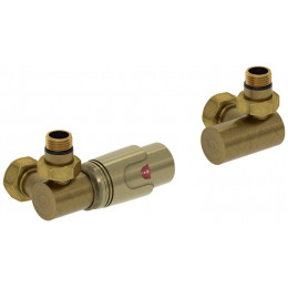 Терморегулятор, Сунержа, 3D, автоматический, G 1/2" НР х G 3/4" НГ, набор, левый, цвет-бронза состаренная