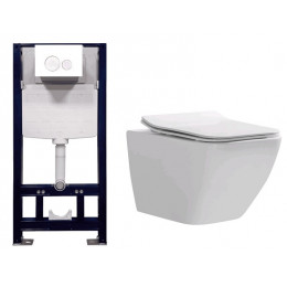 Комплект, Splendy, Elson/Stable, унитаз подвесной, шгв 360*530*365 + сиденье + инсталляция + клавиша смыва, цвет унитаза-белый, цвет клавиши-белый