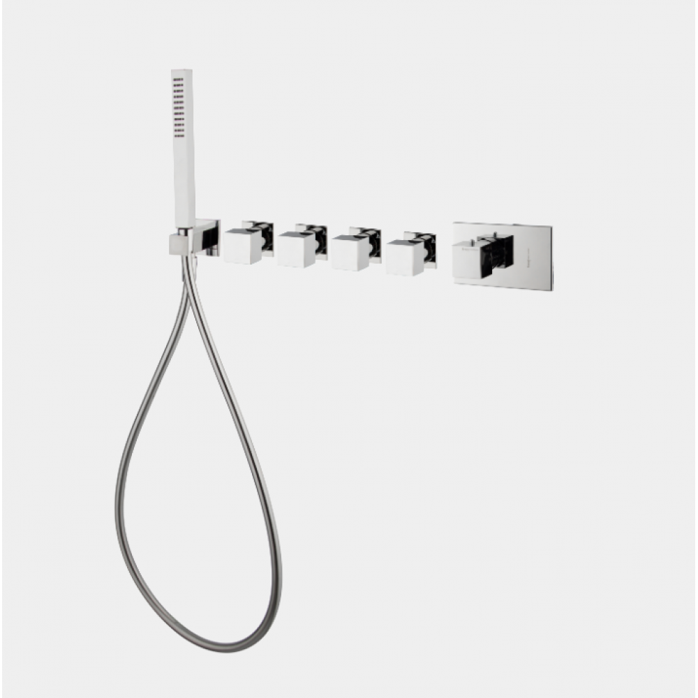 Смеситель для душа, Fima Carlo Frattini, Fimatherm, на 4 потребителя, цвет-черный матовый