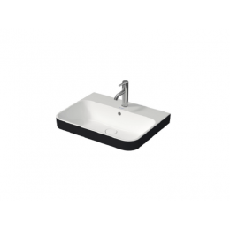 Раковина, Duravit, Happy D.2 Plus, шгв 600*460*195, отверстия для смесителя-отсутствуют, цвет-белый/антрацит матовый