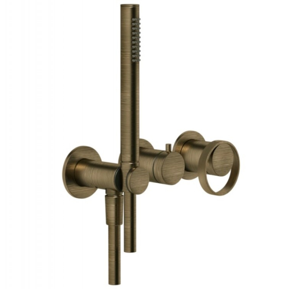 Смеситель для душа, Gessi, Anello, на 2 потребителя, цвет-Antique Brass