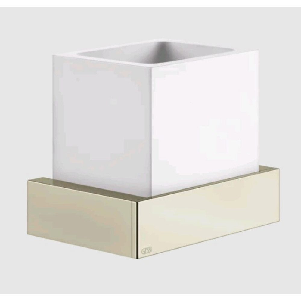 Стакан, Gessi, Rettangolo, шгв 140*85*116.5, цвет-белый/Nickel PVD