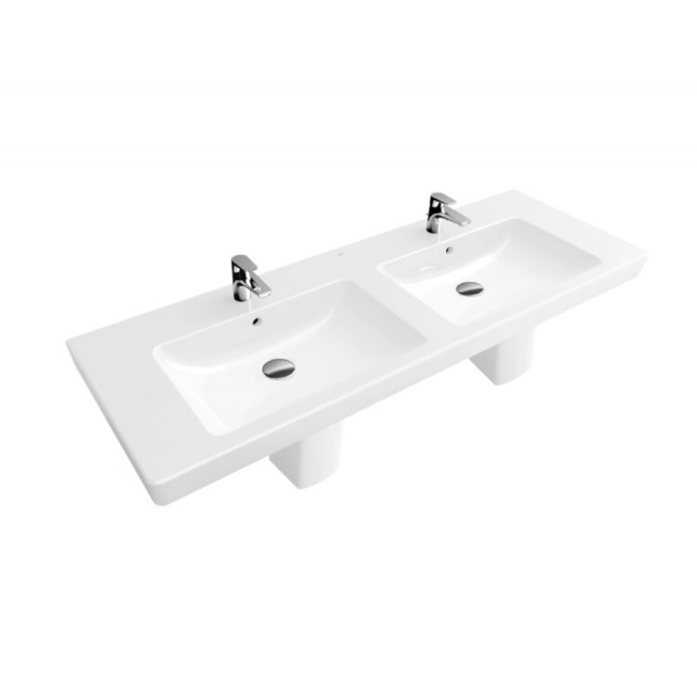 Раковина, Villeroy&Boch, Subway 2.0, шг 1300*470, отверстия для смесителя-2 сквозных, 4 промаркированных, цвет-альпийский белый