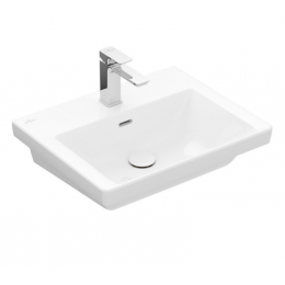 Раковина, Villeroy&Boch, Subway 3.0, шгв 550*440*165, отверстия для смесителя-1 сквозное, 2 промаркированных, цвет-альпийский белый