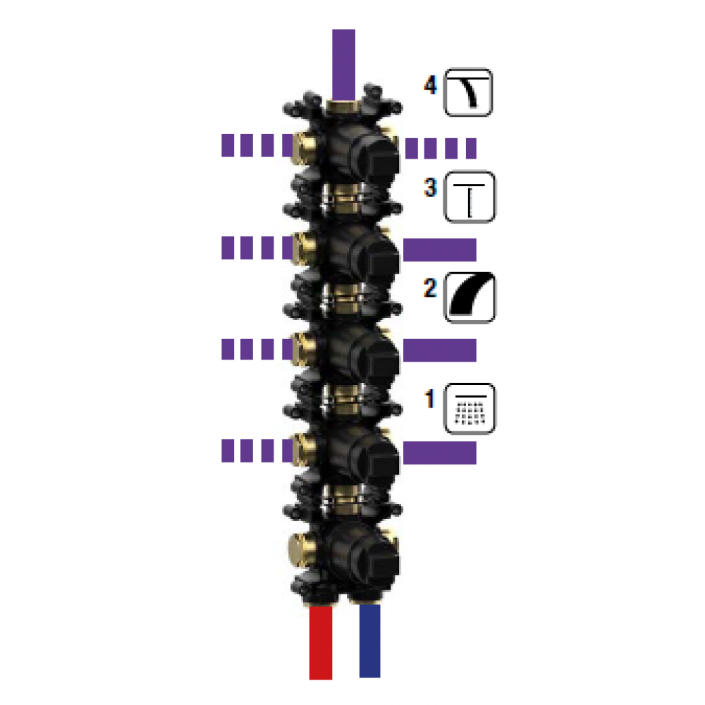 Внутренняя часть, Almar, Water Control Modular, назначение-смеситель для душа термостатический, на 4 потребителя, не окрашен (Товар заказной, возврату не