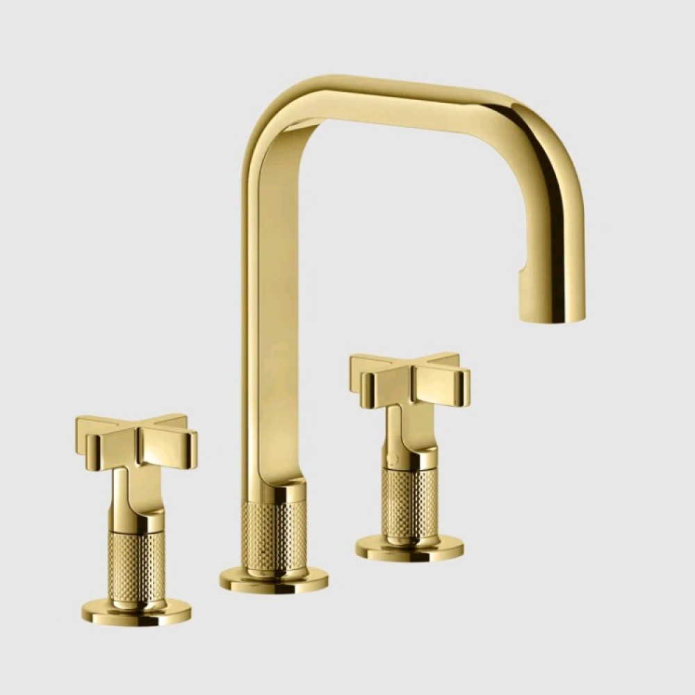 Смеситель для раковины, Gessi, Inciso, цвет-Gold PVD