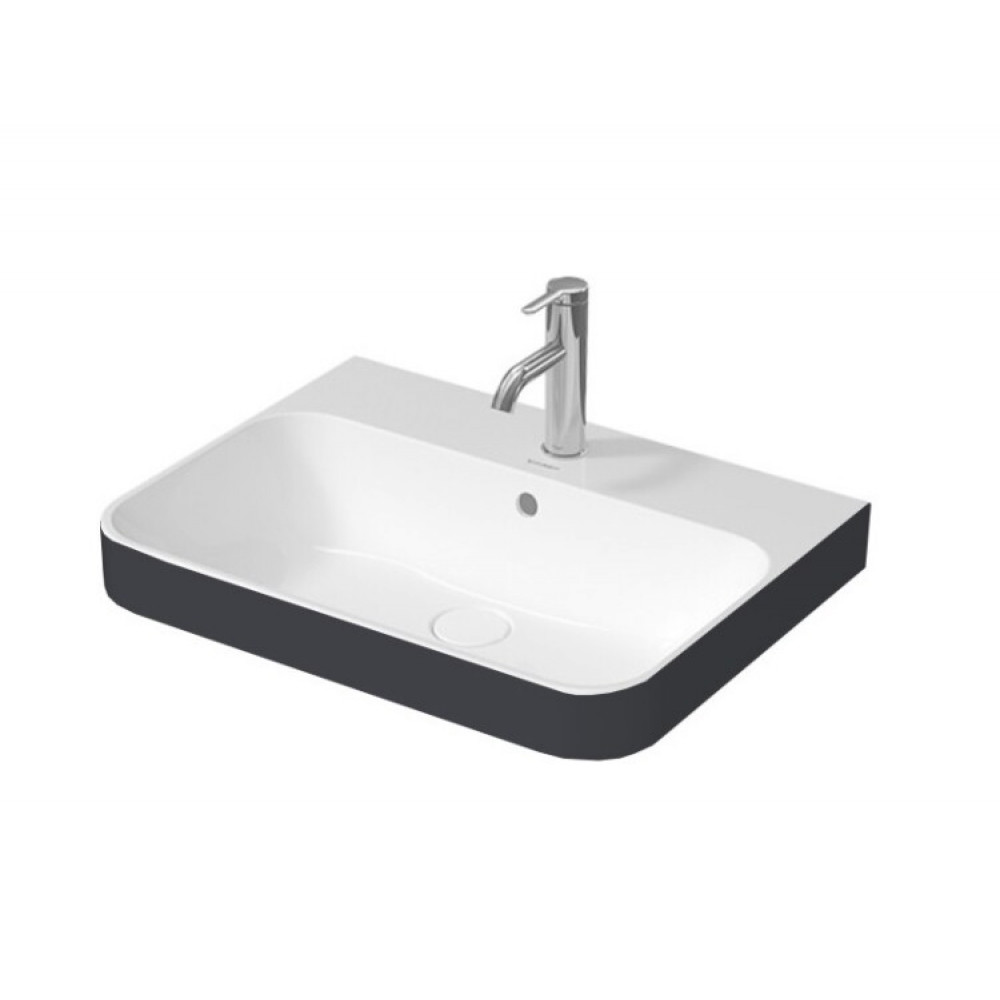 Раковина, Duravit, Happy D.2 Plus, шгв 600*400*195, отверстия для смесителя-1, цвет-белый/Anthracite Matt