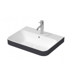 Раковина, Duravit, Happy D.2 Plus, шгв 600*400*195, отверстия для смесителя-1, цвет-белый/Anthracite Matt