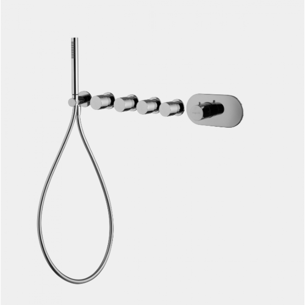 Смеситель для душа, Fima Carlo Frattini, Fimatherm, на 4 потребителя, цвет-никель брашированный