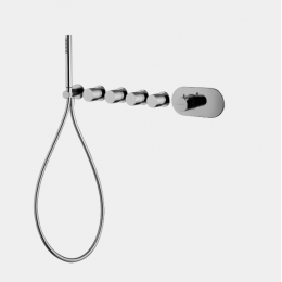 Смеситель для душа, Fima Carlo Frattini, Fimatherm, на 4 потребителя, цвет-никель брашированный