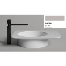 Раковина, Salini, Ninfea 02, шгв 540*447*120, отверстия для смесителя-отсутствуют, цвет-RAL 7044 (серый шёлк)