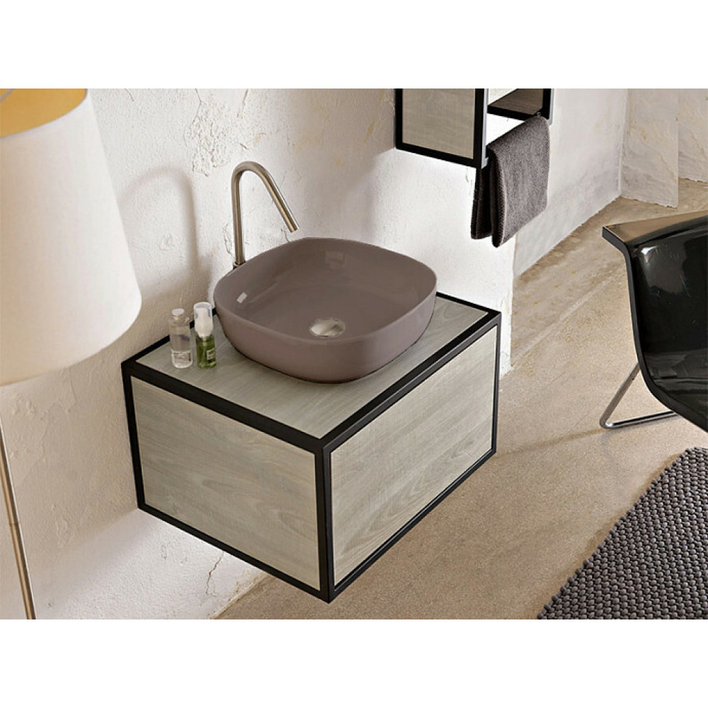 Раковина, Scarabeo, Glam, шгв 400*400*125, отверстия для смесителя-отсутствуют, цвет-Sand matt