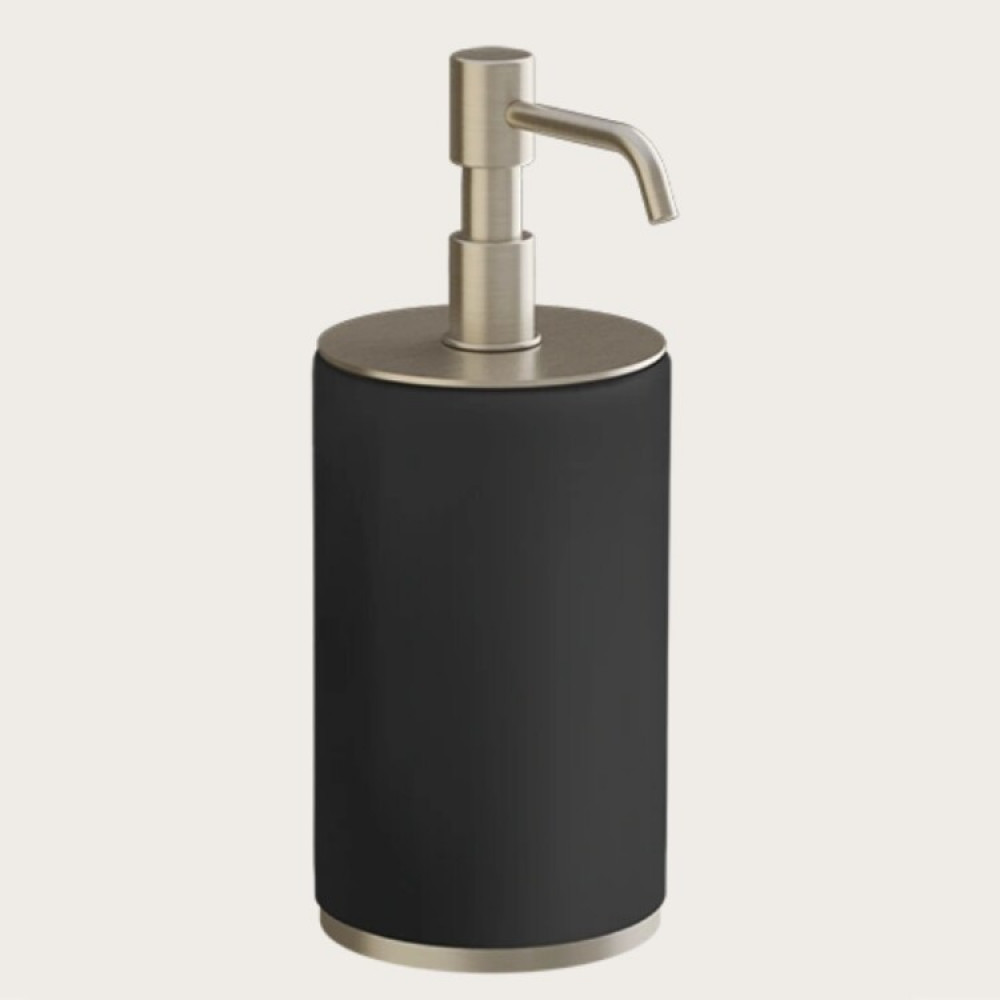 Дозатор для жидкого мыла, Gessi, Origini, шгв 75*97*199, цвет дозатора-Finox Brushed Nickel/чёрный
