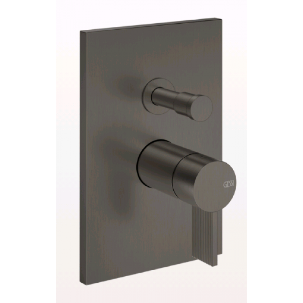Смеситель для душа, Gessi, Inverso Rigato, на 2 потребителя, с переключателем ванна/душ, цвет-Black Metal Br. PVD