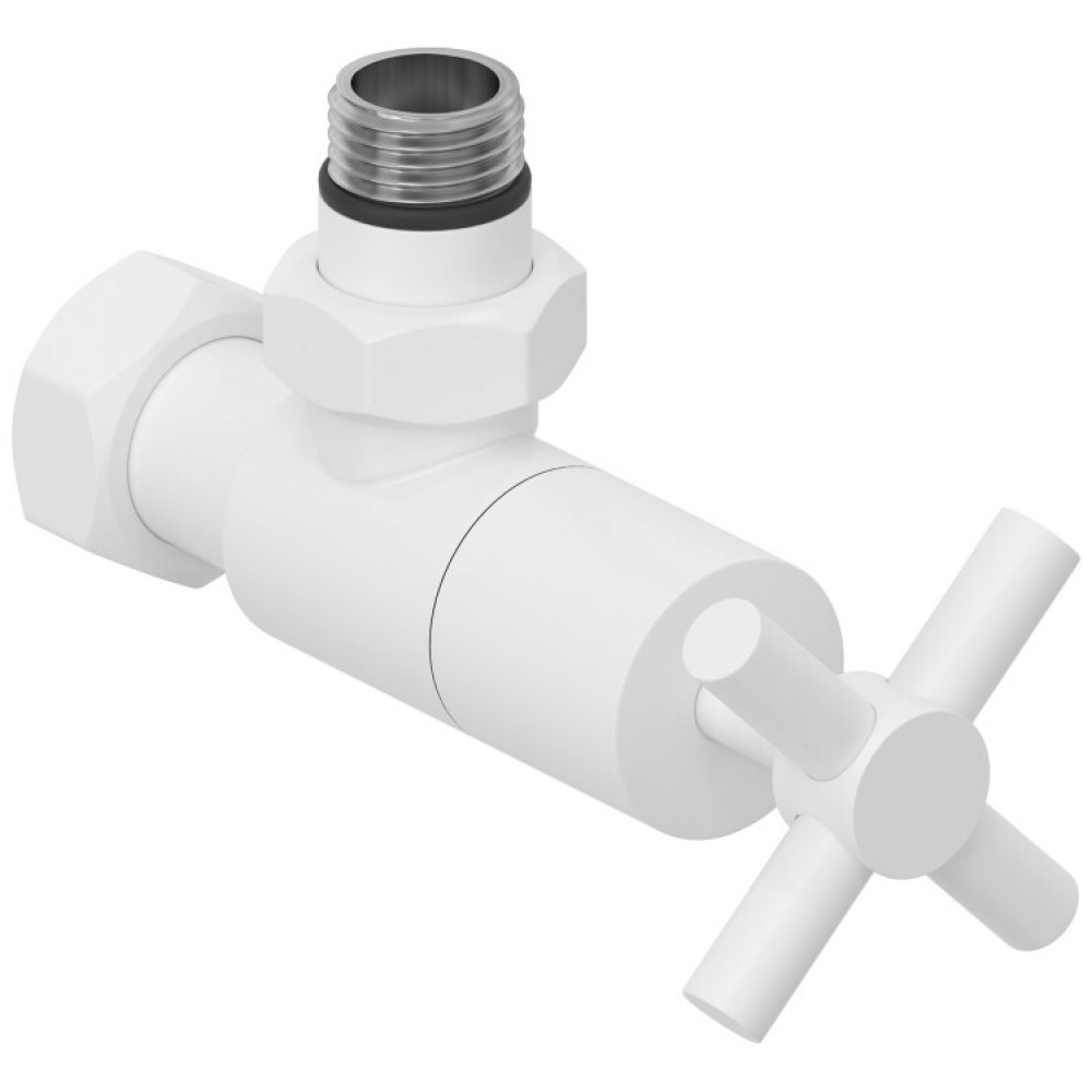 Вентиль, Сунержа, G 1/2" НР х G 3/4" НГ, угловой, крест, цвет-белый матовый