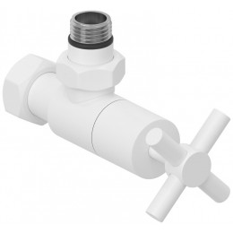 Вентиль, Сунержа, G 1/2" НР х G 3/4" НГ, угловой, крест, цвет-белый матовый