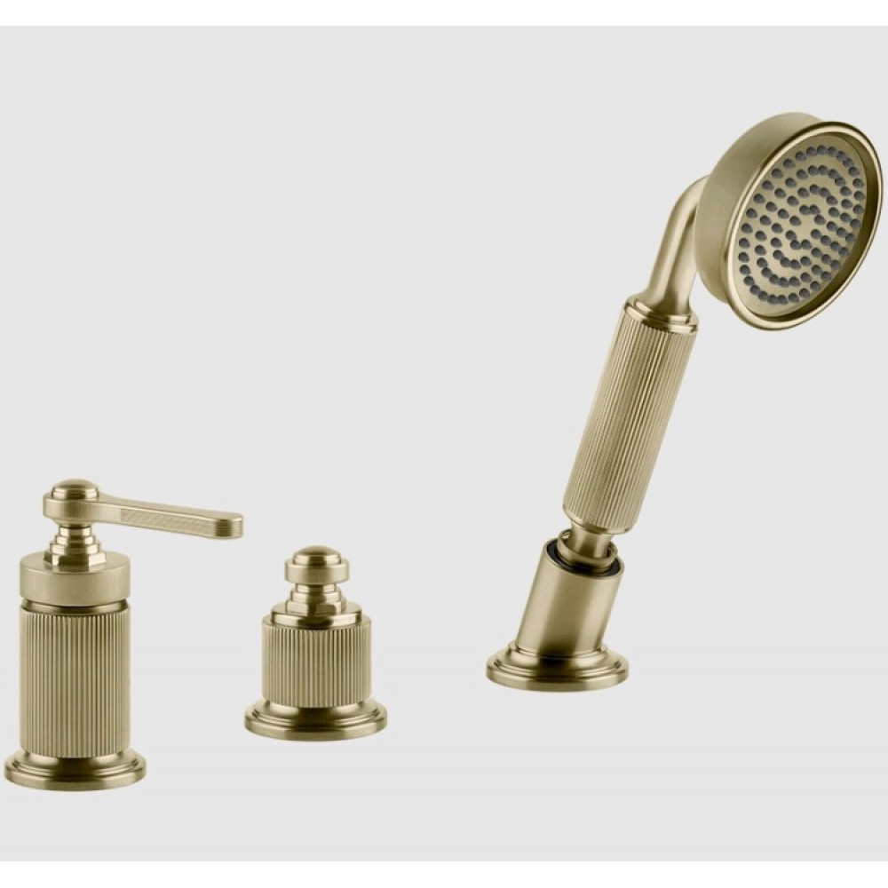 Смеситель для ванны и душа, Gessi, VENTI20, на 2 потребителя, цвет-Brushed Brass PVD